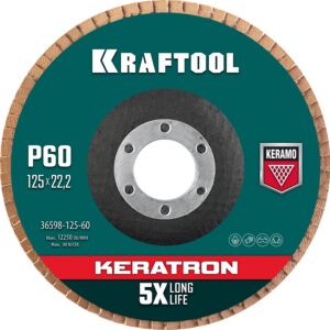 KRAFTOOL КERATRON 125 х 22.2 мм, P60, круг лепестковый керамический торцевой по нержавеющей стали (36598-125-60) — изображение 1