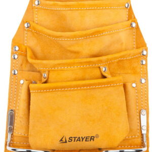 STAYER кожаная, 2 скобы, поясная сумка для инструментов с 8 карманами (38505)