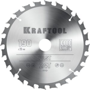 KRAFTOOL Fast, 190 х 20 мм, 24Т, пильный диск по дереву (36950-190-20) — изображение 1