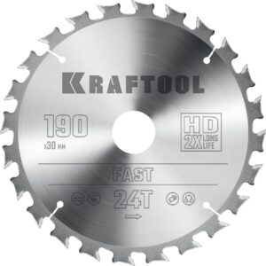 KRAFTOOL Fast, 190 х 30 мм, 24Т, пильный диск по дереву (36950-190-30) — изображение 1