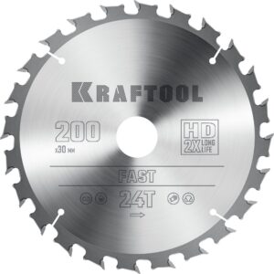 KRAFTOOL Fast, 200 х 30 мм, 24Т, пильный диск по дереву (36950-200-30) — изображение 1