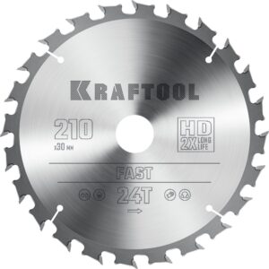KRAFTOOL Fast, 210 х 30 мм, 24Т, пильный диск по дереву (36950-210-30) — изображение 1