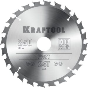 KRAFTOOL Fast, 250 х 30 мм, 24Т, пильный диск по дереву (36950-250-30) — изображение 1