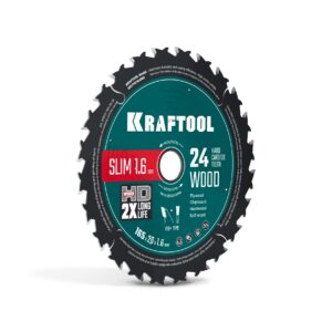 KRAFTOOL Slim wood cut 165 х 20 x 1.6 мм, 24Т, диск пильный по дереву, (36955-165-20-24) — изображение 1