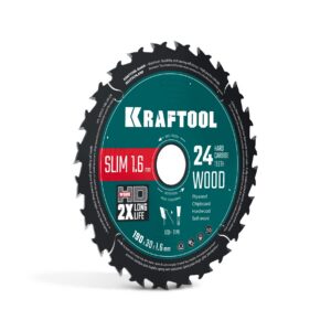 KRAFTOOL Slim wood cut 190 х 30 x 1.6 мм, 24Т, диск пильный по дереву, (36955-190-30-24) — изображение 1