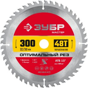 ЗУБР Оптимальный рез, 300 x 32/30 мм, 48Т, пильный диск по дереву (36912-300-32-48) — изображение 1