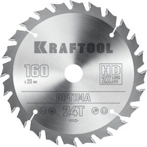KRAFTOOL Optima, 160 х 20 мм, 24Т, пильный диск по дереву (36951-160-20) — изображение 1