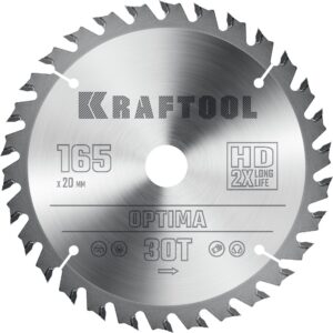 KRAFTOOL Optima, 165 х 20 мм, 30Т, пильный диск по дереву (36951-165-20) — изображение 1