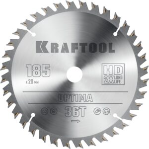 KRAFTOOL Optima, 185 х 20 мм, 36Т, пильный диск по дереву (36951-185-20) — изображение 1