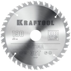 KRAFTOOL Optima, 190 х 30 мм, 36Т, пильный диск по дереву (36951-190-30) — изображение 1