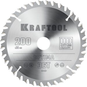 KRAFTOOL Optima, 200 х 30 мм, 36Т, пильный диск по дереву (36951-200-30) — изображение 1