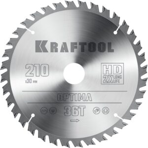 KRAFTOOL Optima, 210 х 30 мм, 36Т, пильный диск по дереву (36951-210-30) — изображение 1