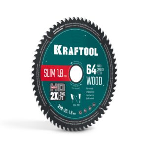 KRAFTOOL Slim wood cut 210 х 30 x 1.8 мм, 64Т, диск пильный по дереву, (36955-210-30-64) — изображение 1