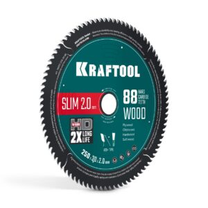 KRAFTOOL Slim wood cut 250 х 30 x 2.0 мм, 88Т, диск пильный по дереву, (36955-250-30-88) — изображение 1