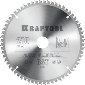 KRAFTOOL Multi Material, 210 х 30 мм, 64Т, пильный диск по алюминию (36953-210-30) — изображение 1