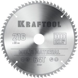 KRAFTOOL Multi Material, 216 х 30 мм, 64Т, пильный диск по алюминию (36953-216-30) — изображение 1