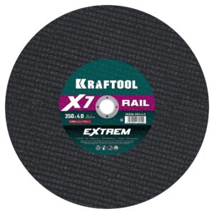 KRAFTOOL X7-EXTREM RAIL 350x4.0 / 25.4 мм по Ж/Д рельсам отрезной диск для бензореза (36258-350-4.0) — изображение 1