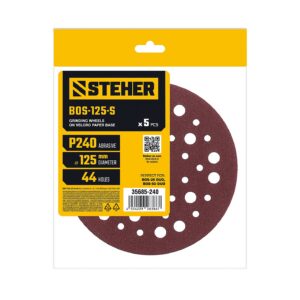 STEHER BOS-125-S 125 мм, Р240, шлифовальный круг на липучке, 44 отв., 5 шт. (35685-240) — изображение 1