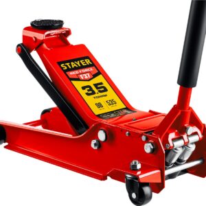 STAYER F-37 RED FORCE, 3.5 т, 98 - 535 мм, универсальный подкатной домкрат для СТО, Professional (43158-3.5) — изображение 1