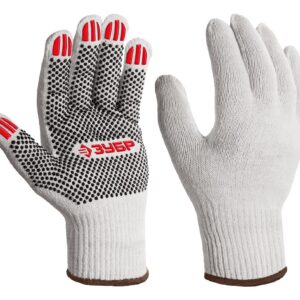 ЗУБР ОПТИМА, XL (10), х/б перчатки с ПВХ покрытием (точка), 10 класс (11440-XL) — изображение 1