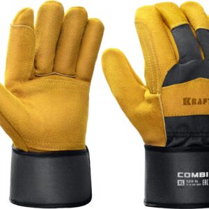 KRAFTOOL COMBI, XL (10) комбинированные двухслойные спилковые перчатки с доп. слоем на ладони (11310-XL) — изображение 1