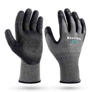 KRAFTOOL CUT PROTECT, XL (10), перчатки с кевларовой нитью для защиты от порезов, с рельефным латексным покрытием (11245-XL) — изображение 1