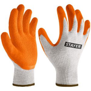 STAYER ULTRA, L-XL, х/б перчатки с рельефным латексным покрытием, противоскользящие (11403-XL) — изображение 1