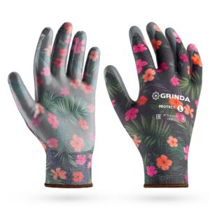 GRINDA PROTECT, L (9), садовые перчатки с прозрачным нитриловым покрытием, чёрные, 13 класс (11296-L) — изображение 1