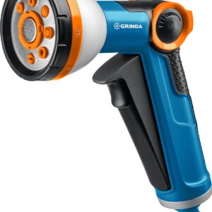 GRINDA X-8, с регулятором напора, 8 режимов, курок спереди, двухкомпонентный, поливочный пистолет, PROLine (8-427145)