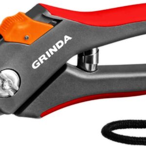 GRINDA G-26, 205 мм, углеродистая сталь, закаленные лезвия, тефлоновое покрыт., двухкомпонентные пластиковые рукоятки, плоскостной секатор (8-423102) — изображение 1