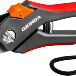 GRINDA G-28, 205 мм, углеродистая сталь, закаленные лезвия, тефлоновое покрытие, двухкомпонентные рукоятки, контактный секатор (8-423203) — изображение 1