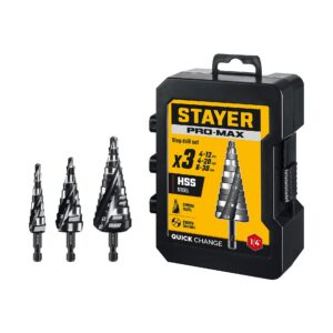 STAYER Pro-Max 3 шт, 4-30мм, винтовая спираль, набор сверл ступенчатых (29661-4-30-H3) — изображение 1