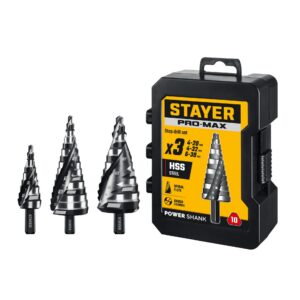 STAYER Pro-Max 3 шт, 4-38мм, винтовая спираль, набор сверл ступенчатых (29661-4-38-H3) — изображение 1