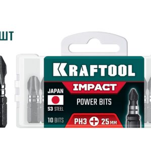 KRAFTOOL Impact PH 3, 25 мм, 10 шт, ударные биты (26191-3-25-S10) — изображение 1