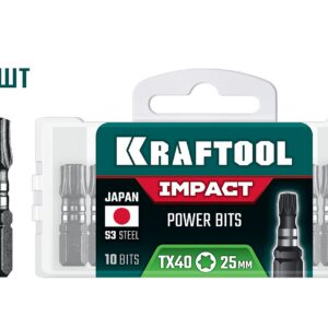 KRAFTOOL Impact TX 40, 25 мм, 10 шт, ударные биты (26195-40-25-S10) — изображение 1