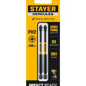 STAYER HERCULES, PH2, 100 мм, 2 шт, торсионные биты (26231-2-100-2) — изображение 1