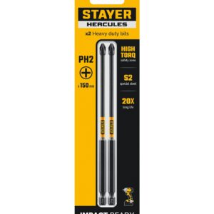 STAYER HERCULES, PH2, 150 мм, 2 шт, торсионные биты (26231-2-150-2) — изображение 1