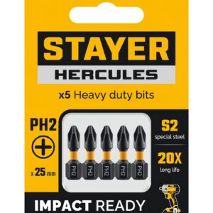 STAYER HERCULES, PH2, 25 мм, 5 шт, торсионные биты (26231-2-25-5) — изображение 1