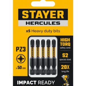 STAYER HERCULES, PZ3, 50 мм, 5 шт, торсионные биты (26233-3-50-5) — изображение 1