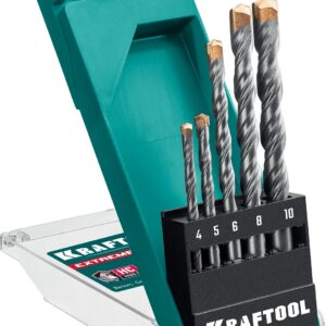 KRAFTOOL Extreme, 5 шт: 4-5-6-8-10 мм, трехгранный хвостовик, набор сверл по бетону (29166-H5) — изображение 1