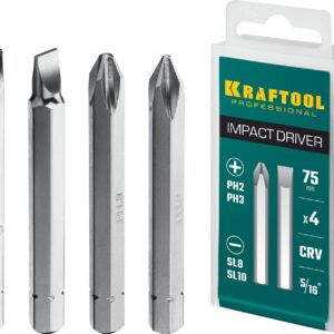 KRAFTOOL 75 мм, 4 шт, набор бит для ударной отвертки (25552) — изображение 1