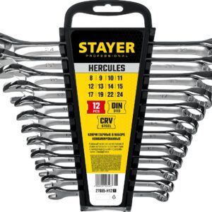 STAYER HERCULES, 12 шт, 8 - 24 мм, набор комбинированных гаечных ключей, Professional (27085-H12)