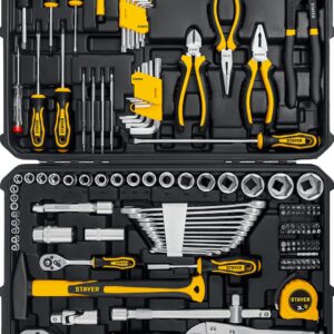 STAYER UNIVERSAL 150, 150 предм., (1/2″+ 1/4″), универсальный набор инструмента, Professional (27710-H150) — изображение 1