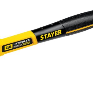 STAYER Hercules-M, 450 г, молоток-гвоздодёр столярный с фиберглассовой рукояткой, Professional (2027-450) — изображение 1