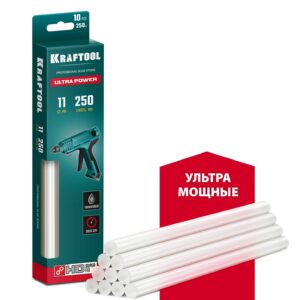 KRAFTOOL Ultra Power, 11 х 250 мм, 10 шт, ультрамощные, прозрачные, клеевые стержни (06848-10)