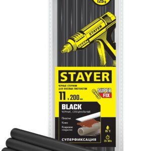 STAYER Black, чёрные, 11 х 200 мм, 6 шт, клеевые стержни, Professional (2-06821-D-S06)