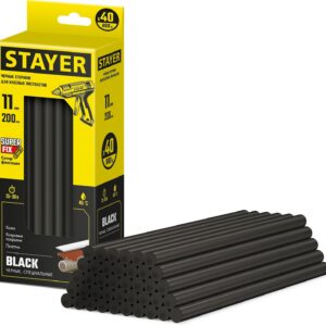STAYER Black, чёрные, 11 х 200 мм, 40 шт, клеевые стержни, Professional (2-06821-D-S40)