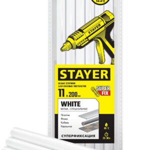 STAYER White, белые, 11 х 200 мм, 6 шт, клеевые стержни, Professional (2-06821-W-S06)