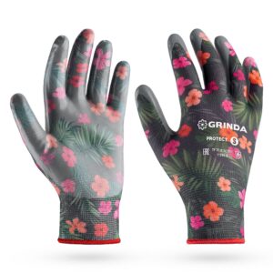 GRINDA PROTECT, S (7), садовые перчатки с прозрачным нитриловым покрытием, чёрные, 13 класс (11296-S) — изображение 1