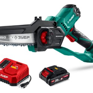 ЗУБР 20 В, 150 мм шина (Тип 23), 1 АКБ LMS (2 Ач), мини-пила цепная аккумуляторная (ПЦБ-2015-21) — изображение 1